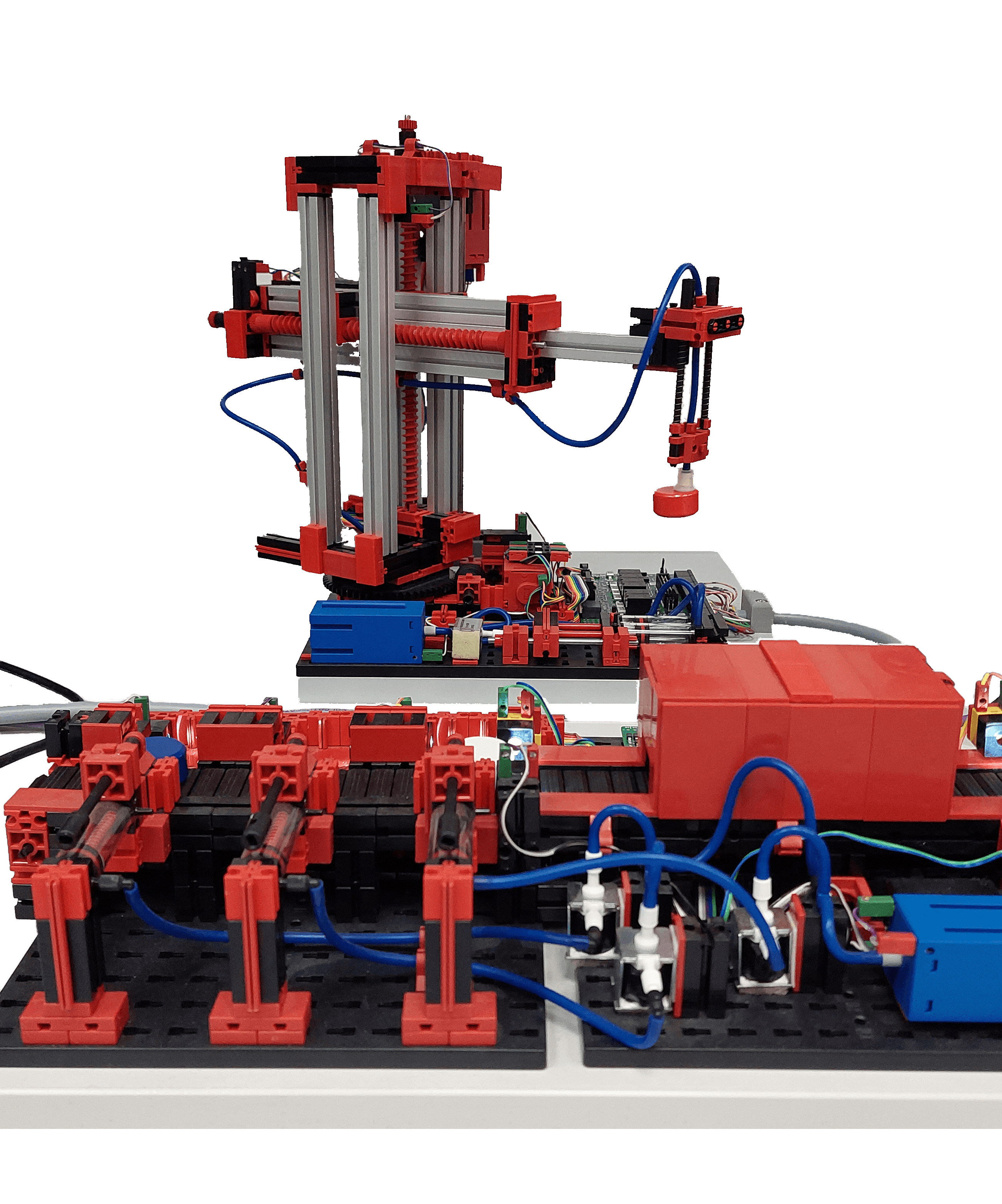 Model třídicí linky s pneumatickým robotem