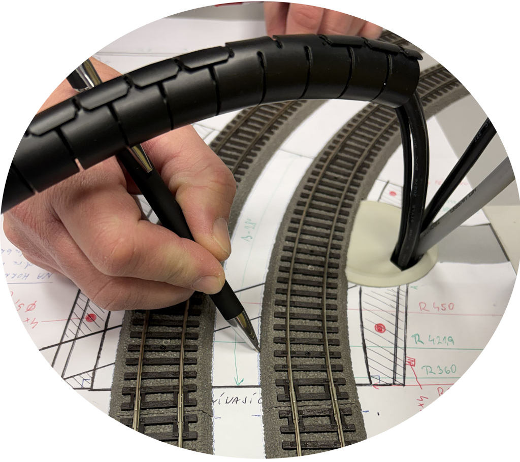 Obkreslení půdorysu kolejiště